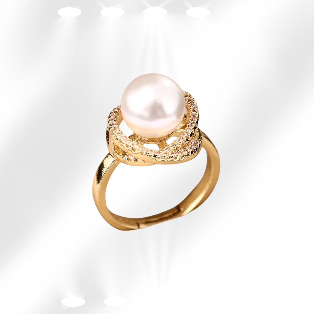 Ring mit Perle und Zirkonia